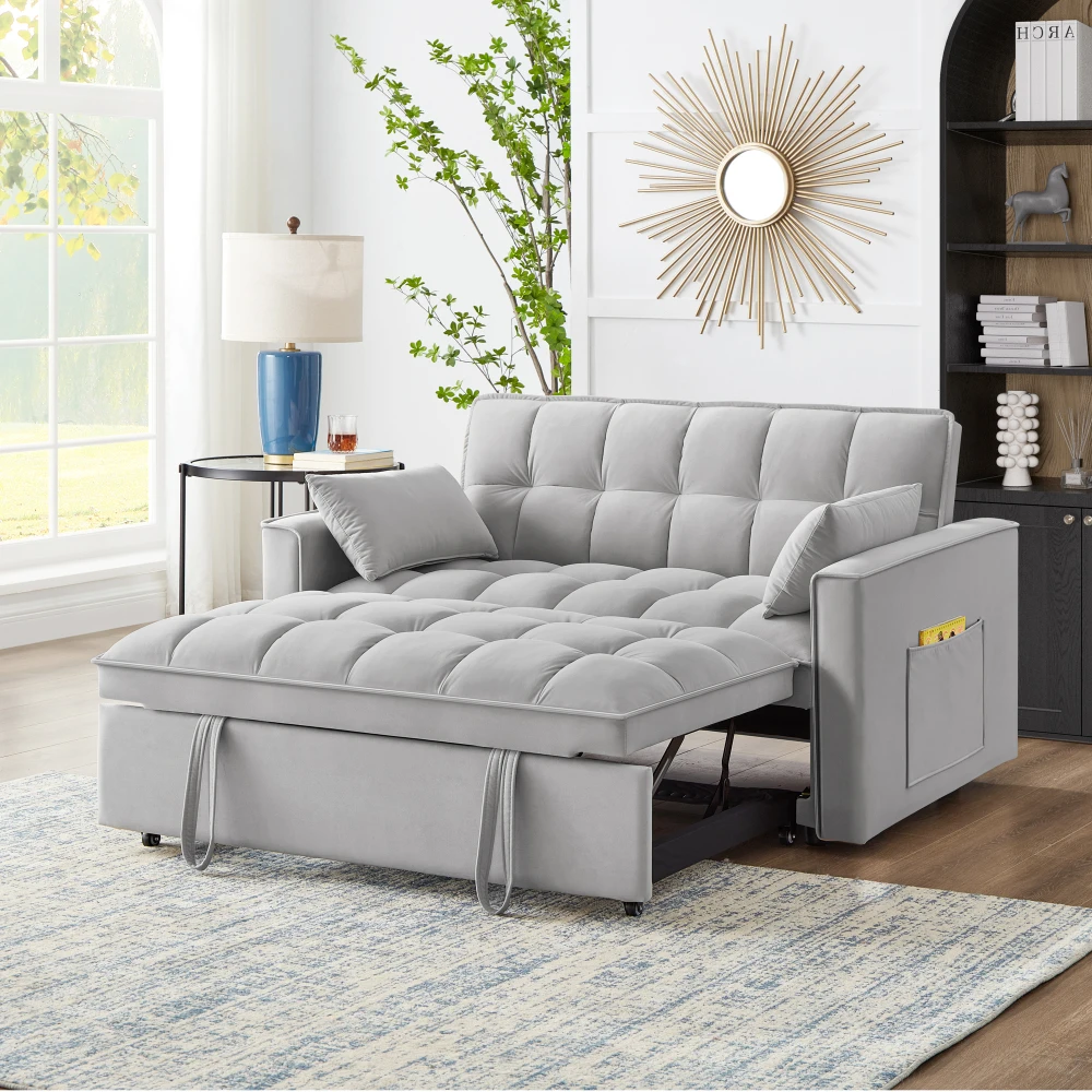 

4 in1 Loveseat Sofa bed with multi-functional tufted out sofa bed with adjustable backrest, convertible Loveseat Sofa