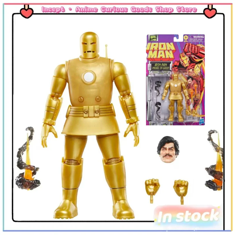 

In Stock Hasbro Retro Hanging Card MARVEL LEGENDS First Appearance Golden Iron Man Action Figure Deluxe Set Collectible Gift