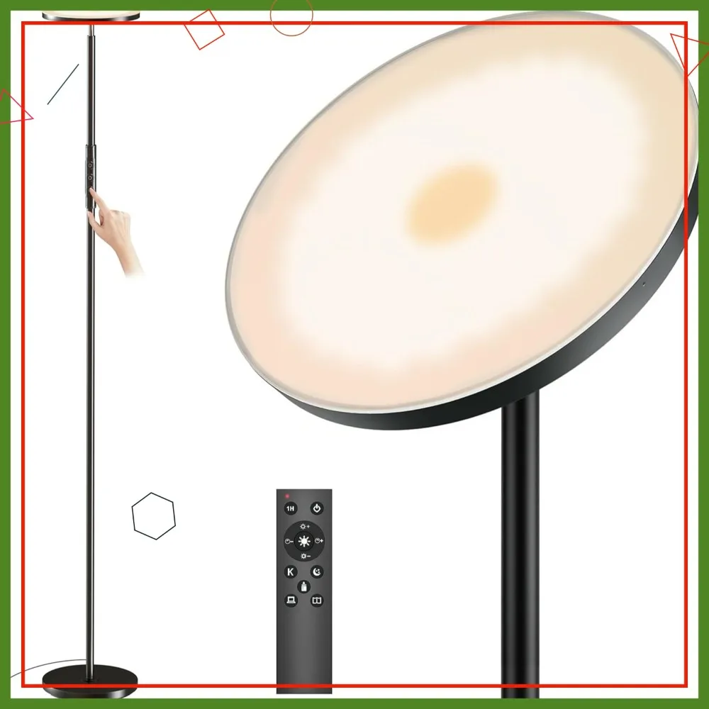 

Суперяркий светодиодный напольный светильник с плавной регулировкой яркости, с дистанционным и сенсорным управлением, высота 69 дюймов, для гостиной, спальни, офиса, отеля, черный