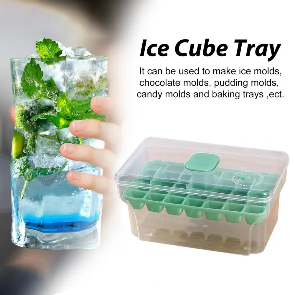 Quick-release Ice Cube Mold Ice Cube Mold with Lid Bin Set for Freezer Reusable Ice Tray with Scoop Whiskey Cocktail Coffee Bar