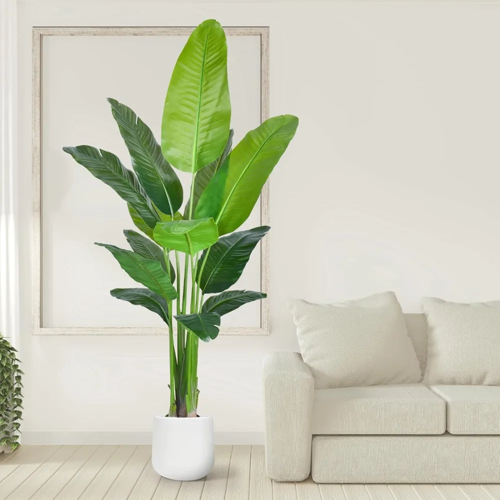 Artificial Bird of Paradise - Fake Plants Areca Palm Tree Faux Tropical Palm Potted Dypsis Lutescens for Home Office Decor