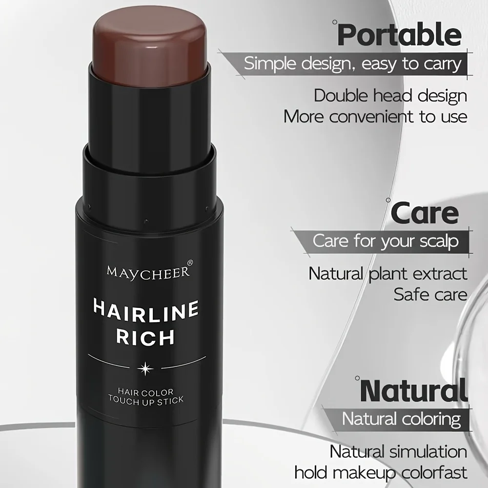 قلم تلوين الشعر المؤقت 2 في 1 مع فرشاة - تغطية سريعة للأبيض والرمادي، عصا لمس مقاومة للماء لمظهر طبيعي #3