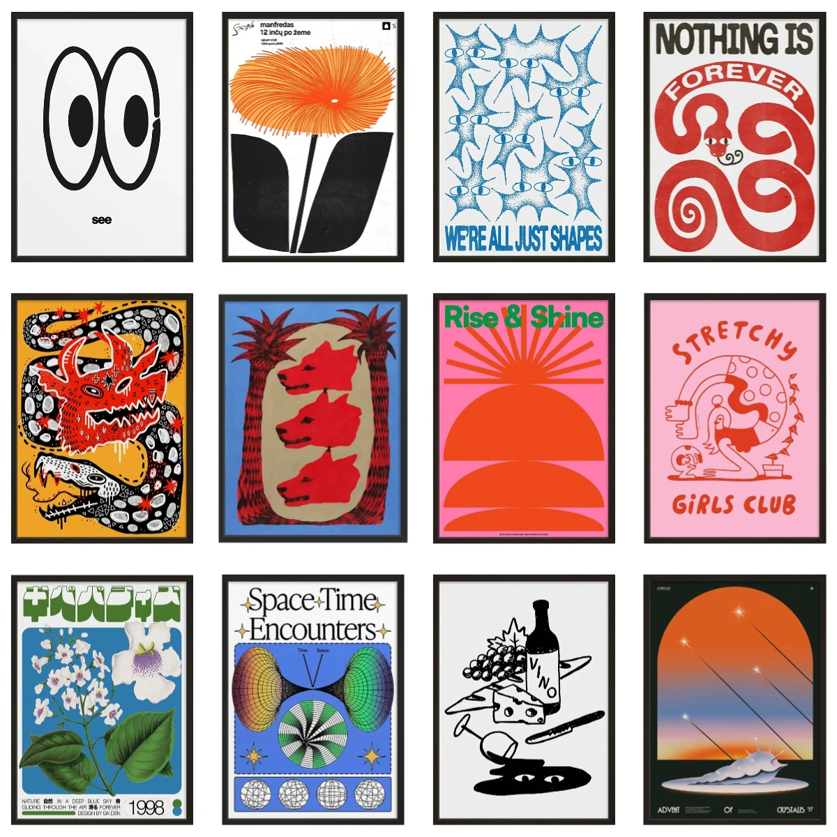 Image of Retro-Pop-Art-Leinwandposter, abstrakter Maximaldruck, modische Heimdekoration, Geschenk, geeignet für Wohnzimmer oder Studio, rahmenlos