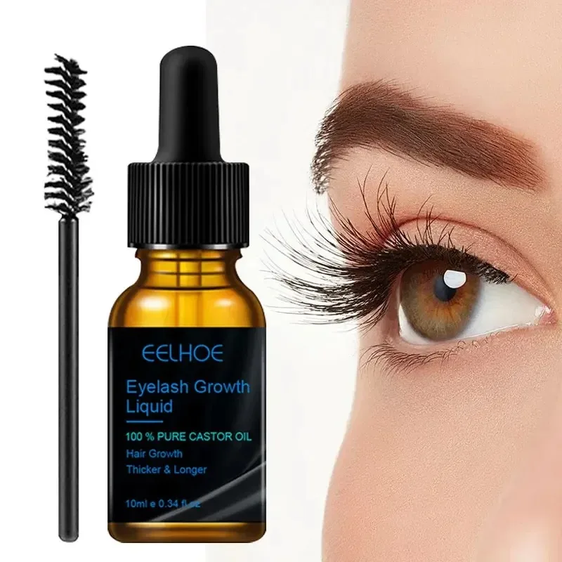 EELHOE Eyelash Fast Growth Liquid Moisturizing Pure Castor Oil Thicken Eyelashes Lengthening Eyebrow Serum 10ml for Eyelashes