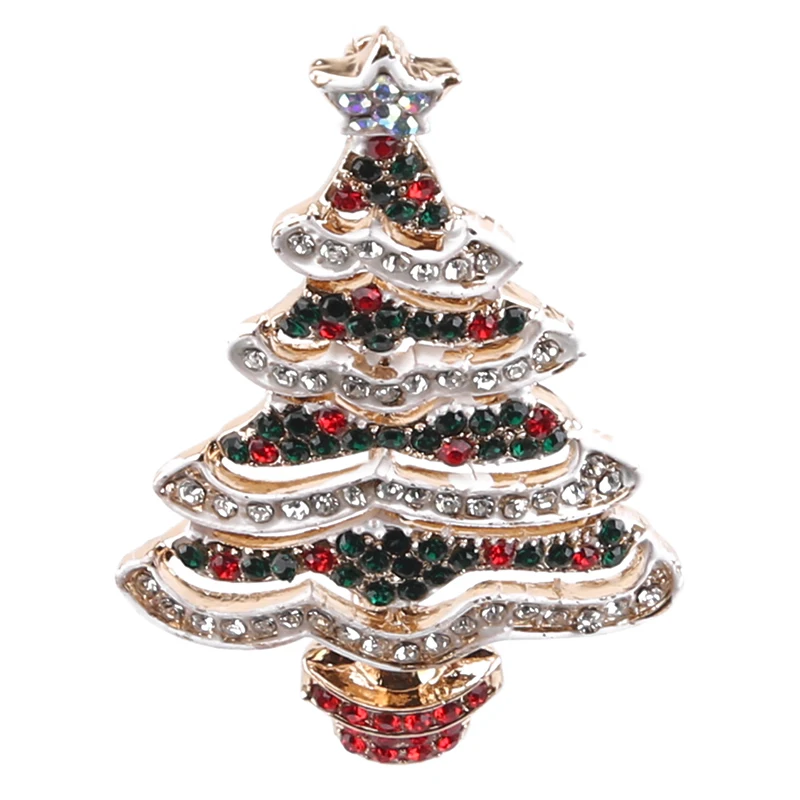 New Christmas Tree Brooches For Women Vintage Multi-Colored Christmas Tree Rhinestone Brooch Pin Wedding Party Jewelry