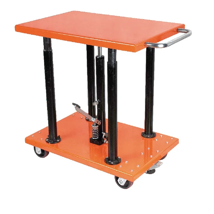 Platform Pengangkat Dorong Tangan 1000Kg, Tipe Kolom Kecil, Gerakan Pedal Kaki, 1372Mm, Ukuran 610Mm X 915Mm