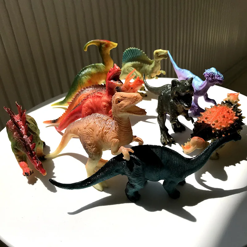 10PCS/SET Jurassic Dinosaur Set Velociraptor Stegosaurus Spinosaurus T-Rex Model Action Figures PVC Collection Kids Toy Gift