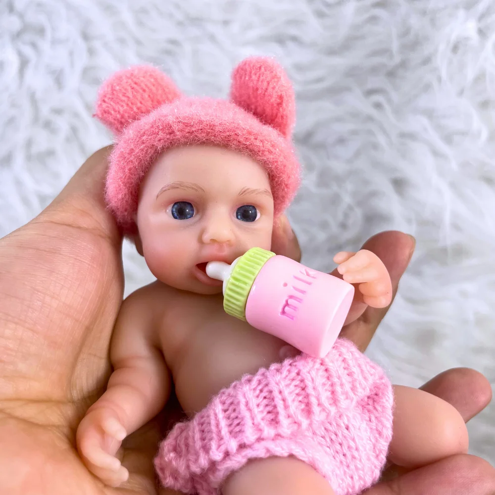 

Mini 6 Inch 15CM Lifelike Full Silicone Reborn Baby LouLou Awake Doll Solid Silicone Soft Body Girl Birthday Christmas Gift
