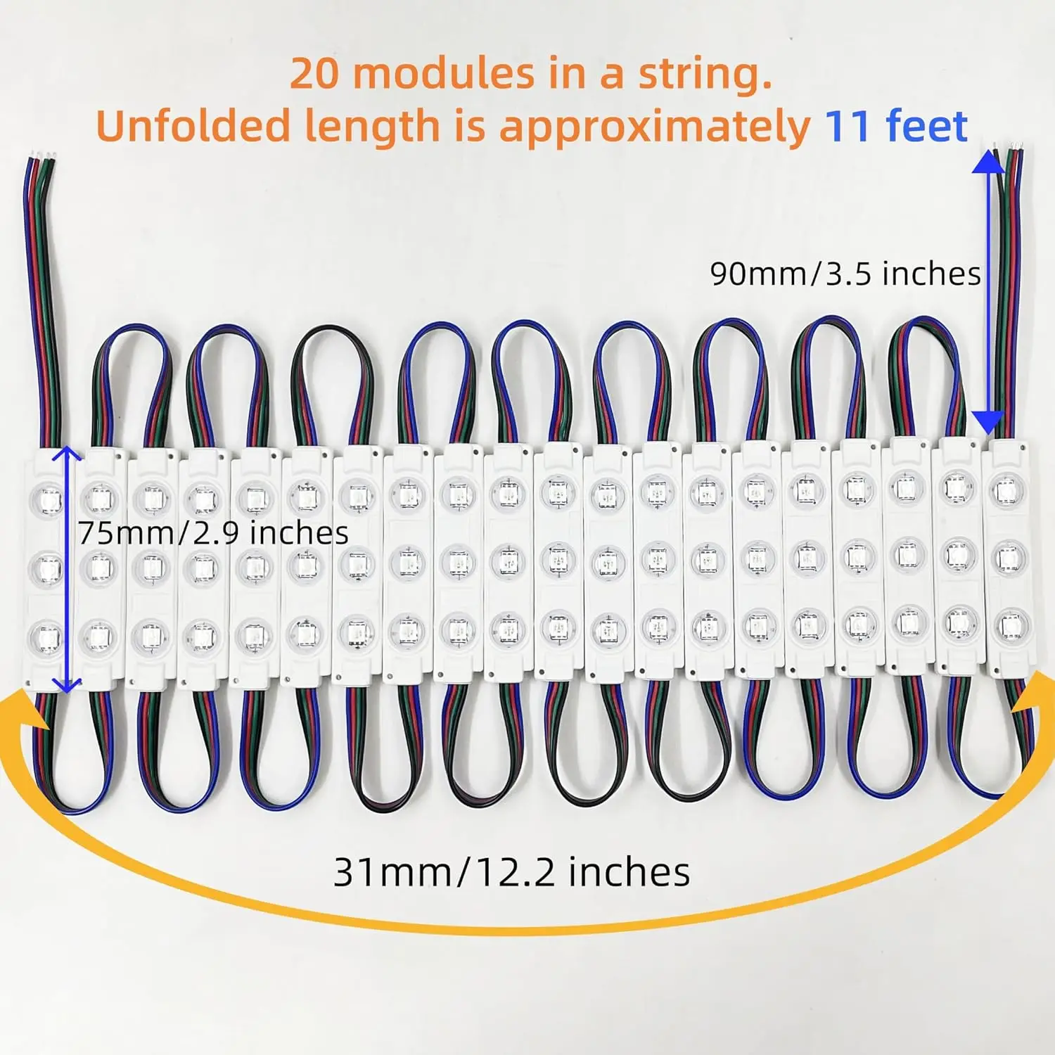 200PCS UL Listed RGB LED Module Kit, 110FT 5050 SMD LED Module Lights IP65 for Signs Storefront  Window Advertising Décor