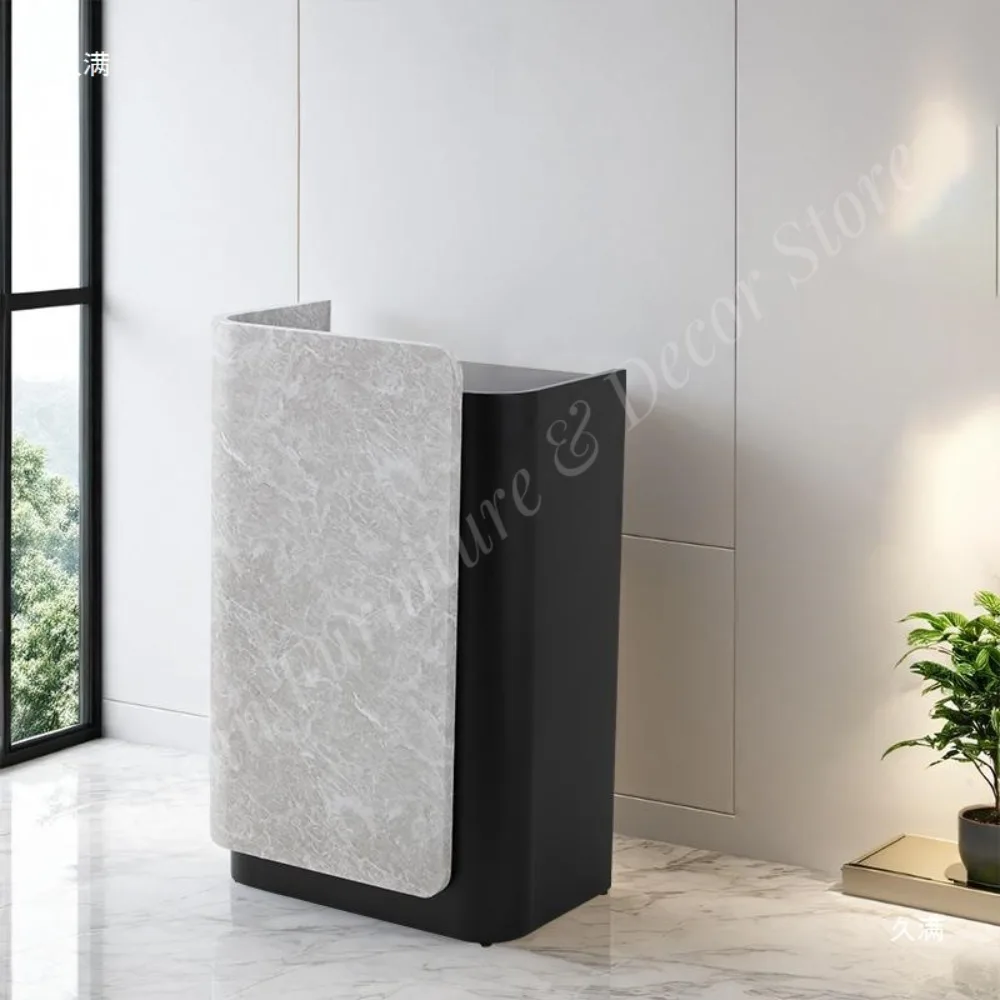 Modern Marble Pattern Stainless Steel Lecture Table Hotel Welcome Table Mall Lecture Table Simple Consultation Desk Stylish