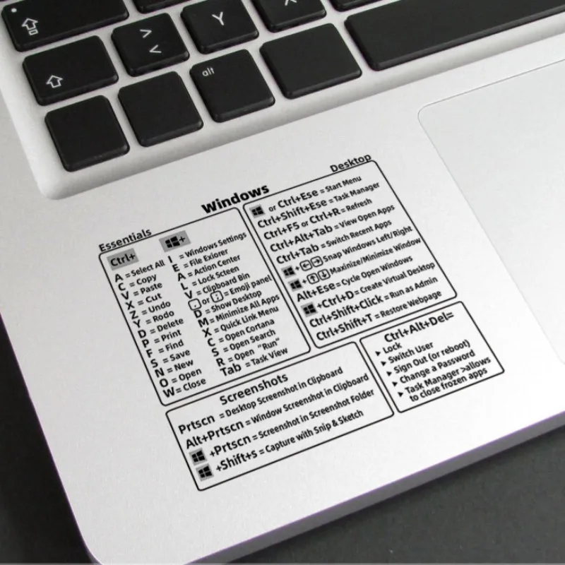 Windows PC riferimento tastiera adesivo di scelta rapida adesivo per PC Laptop Desktop guarda rapidamente i comandi impara facilmente nuove opzioni di scelta rapida