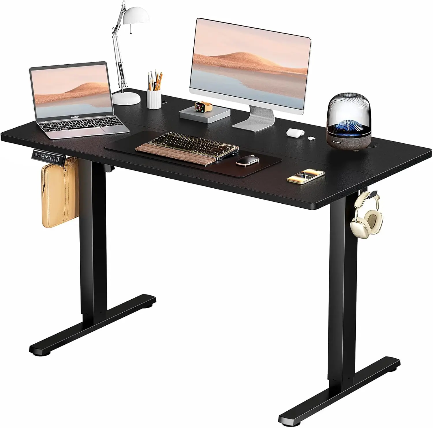 

Adjustable Height Electric Sit Stand Up Down Computer Table, 48x24 Inch Ergonomic Rising Desks