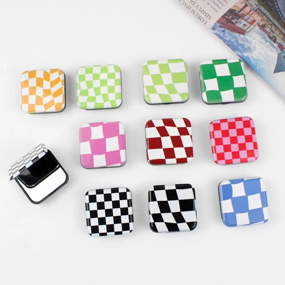 Accessories Cellphone Finger Grip Folding Phone Bracket Plaid Mirror Cosmetic Mirror Phone Stand Holder Makeup Mirror