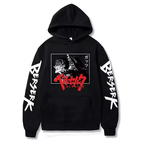 Japan anime Berserk Guts Hoodies Sweatshirt Loose Casual Manga Hip Hop Man Cartoon Woman Cloths Oversized