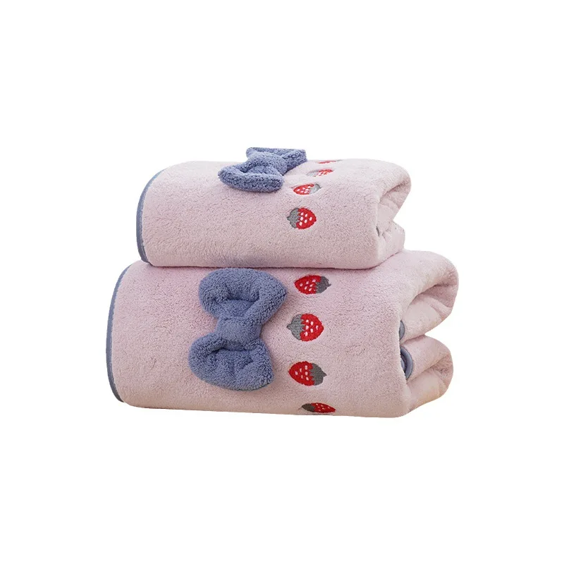 

Drop Shipping Microfiber Embroidery Towels Set 2pcs Towel Soft Face Towel And Bath Towel Fashion Home Bathroom