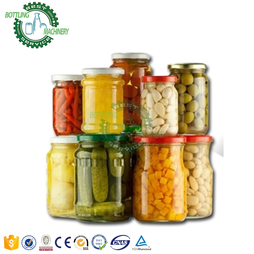 Auto fruit jam pickles oil syrup tomato glass bottle jar twist-off metal lid vacuum capping machine with cap sorting feeding