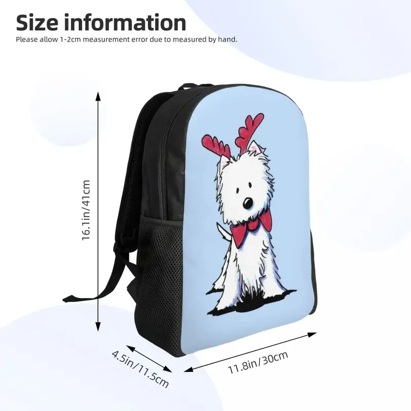 Westie-mochila para ordenador portátil para hombre y mujer, bolsa informal para estudiantes universitarios, West Highland, White Terrier, color blanco