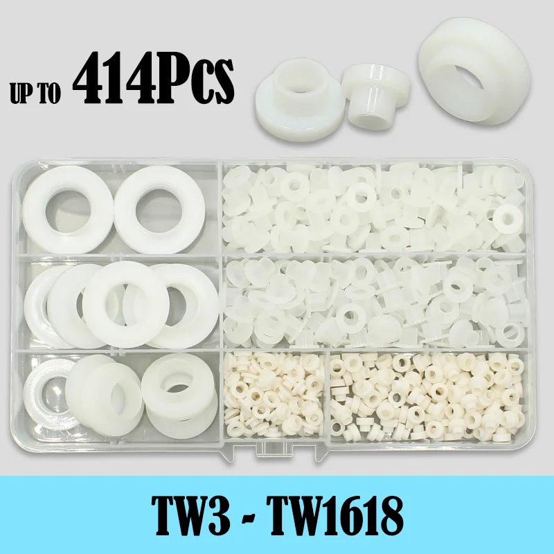 

Screw Nylon Transistor Washers Assortment Set The Step T-Type Plastic Gasket Insulation Spacer TW3 TW6 TW8 TW9 to TW16 for Bolt