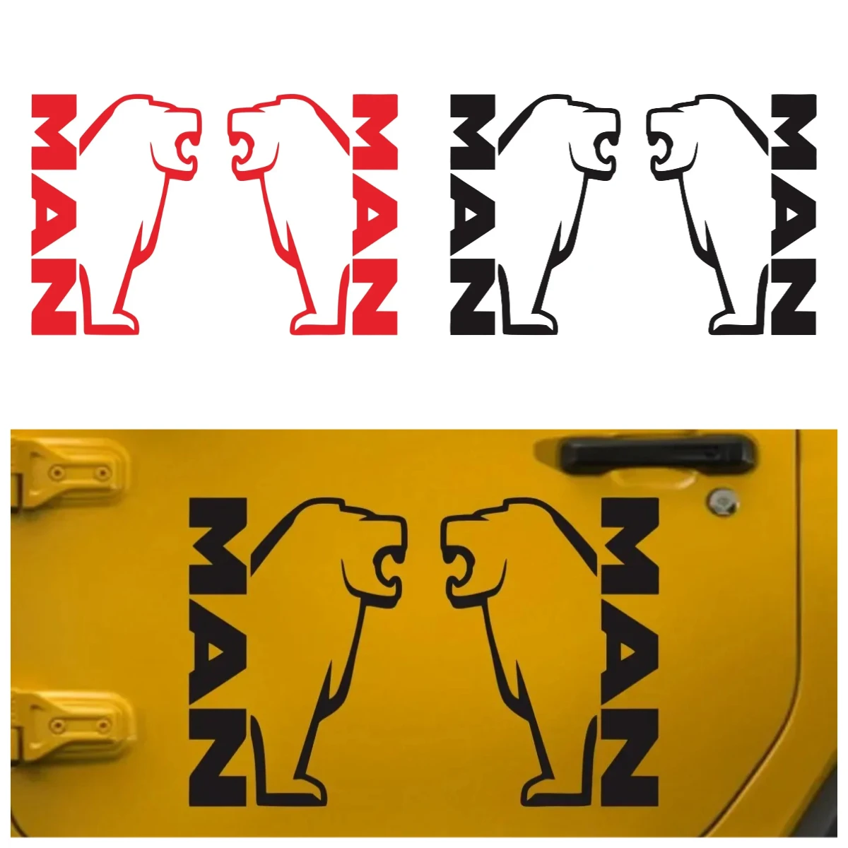 

2pcs Car Sticker Waterproof Easy to Install No Residue Lion Styling Creative Vinyl Cover Scratches for MAN Truck Decoration 15cm