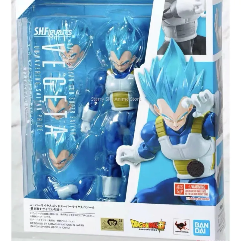 Bandai-figuras de acción de Dragon Ball, modelo de Anime de pelo azul, Shf, Sh Figuarts, Vegeta, Colección 100% Original