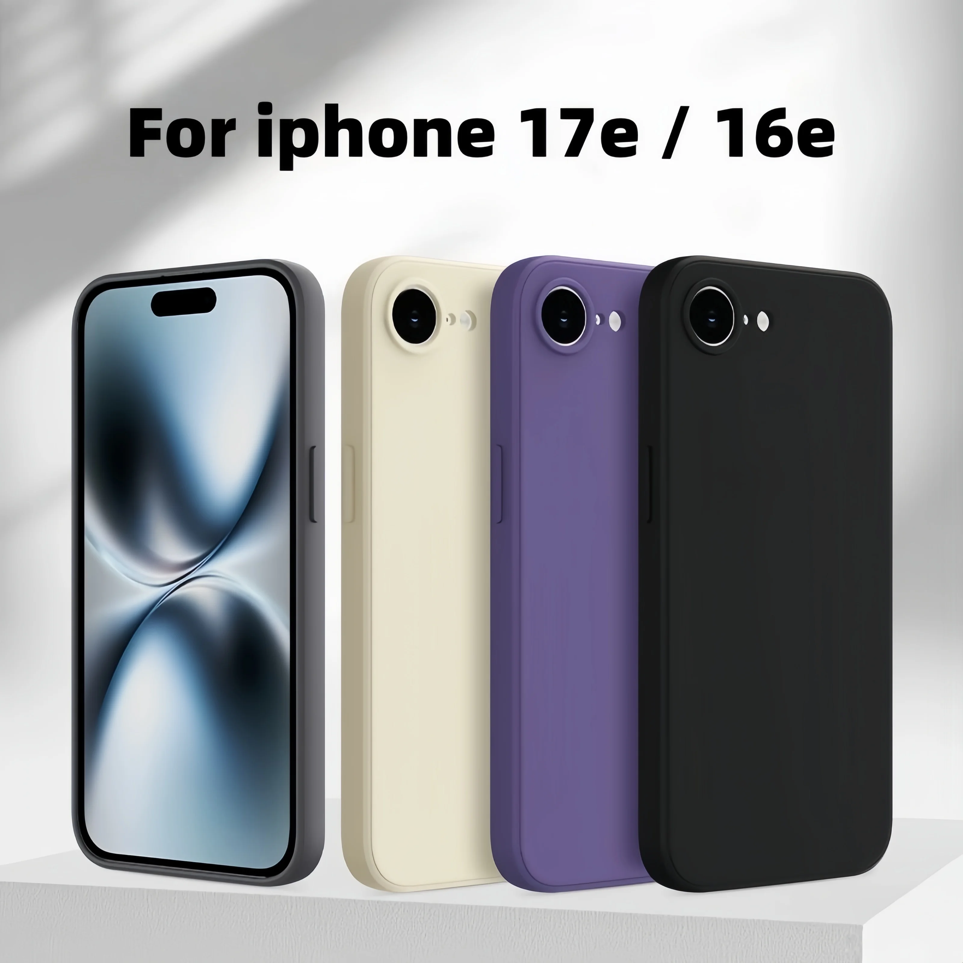 Modische Einfarbige Stoßfeste Schutzhülle aus Flüssigsilikon für iPhone 17e/16e/SE2022/SE2020/8/7/8+/7+/Xs Max/XR/XS/X – Detail 1