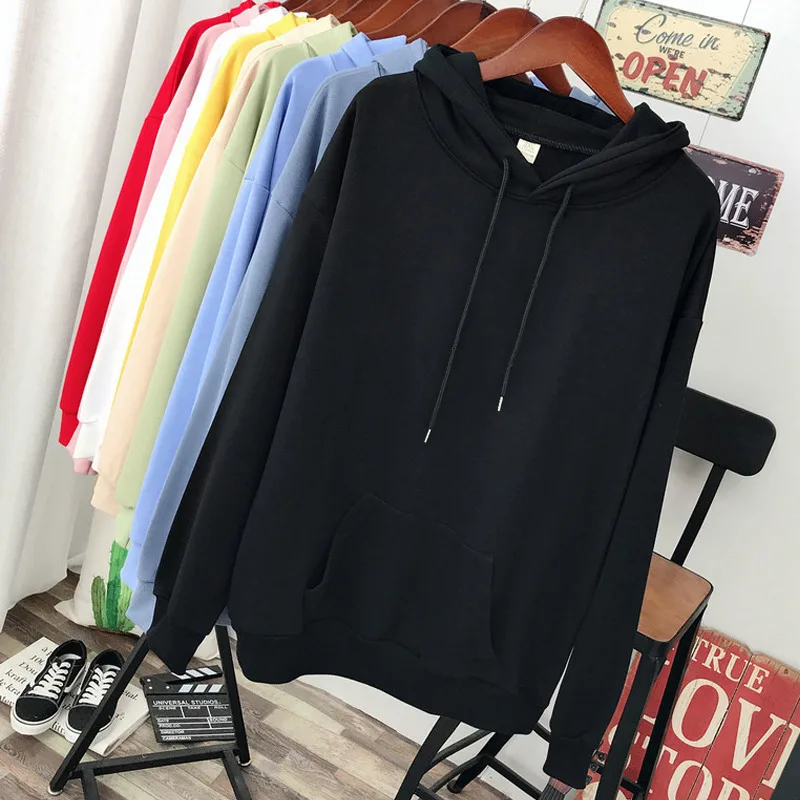 DAYIFUN-sudaderas con capucha lisas, mujer primavera otoño, talla grande, sudaderas con capucha holgadas de manga larga, jersey informal fino 2023, Tops para mujer