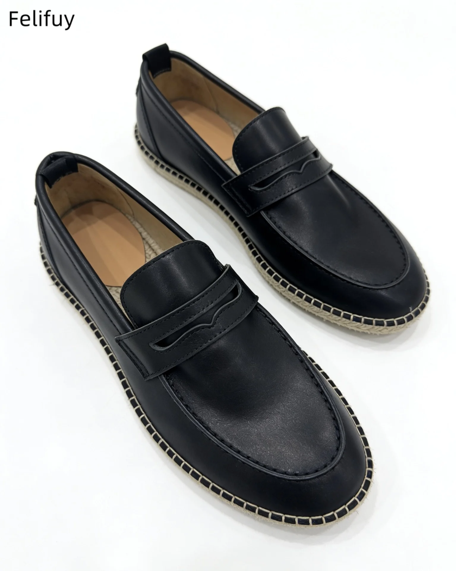 

Spring 2026 Men's Genuine Leather Fishing Boat Shoes Slip-On Driving Loafers Casual round Toe Thick Bottom Lightweight Flats