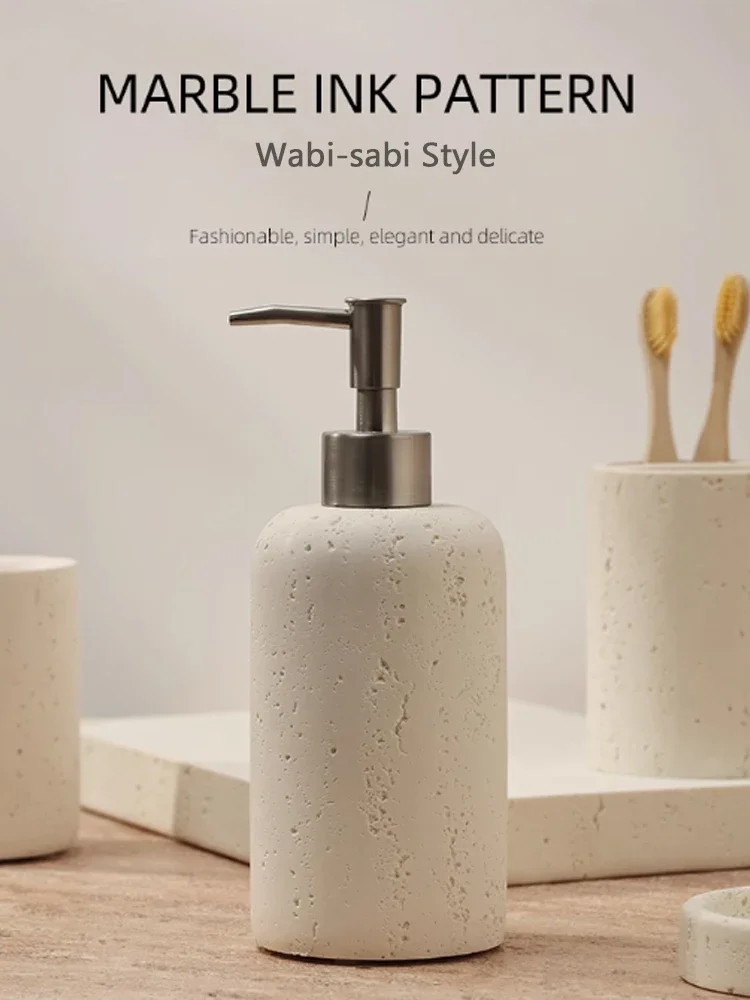

Ahunderjiaz Wabi-Sabi Style Push Bottle, Marble Shower Gel Dispenser Bottle, Light Luxury Bathroom Tabletop Decoration, Home Dec