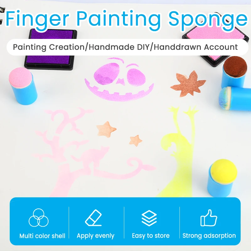 20PCS Craft Finger Sponge Daubers Drawing Project Finger Painting Sponge Set for Card Making, Painting, Stamping, Ink