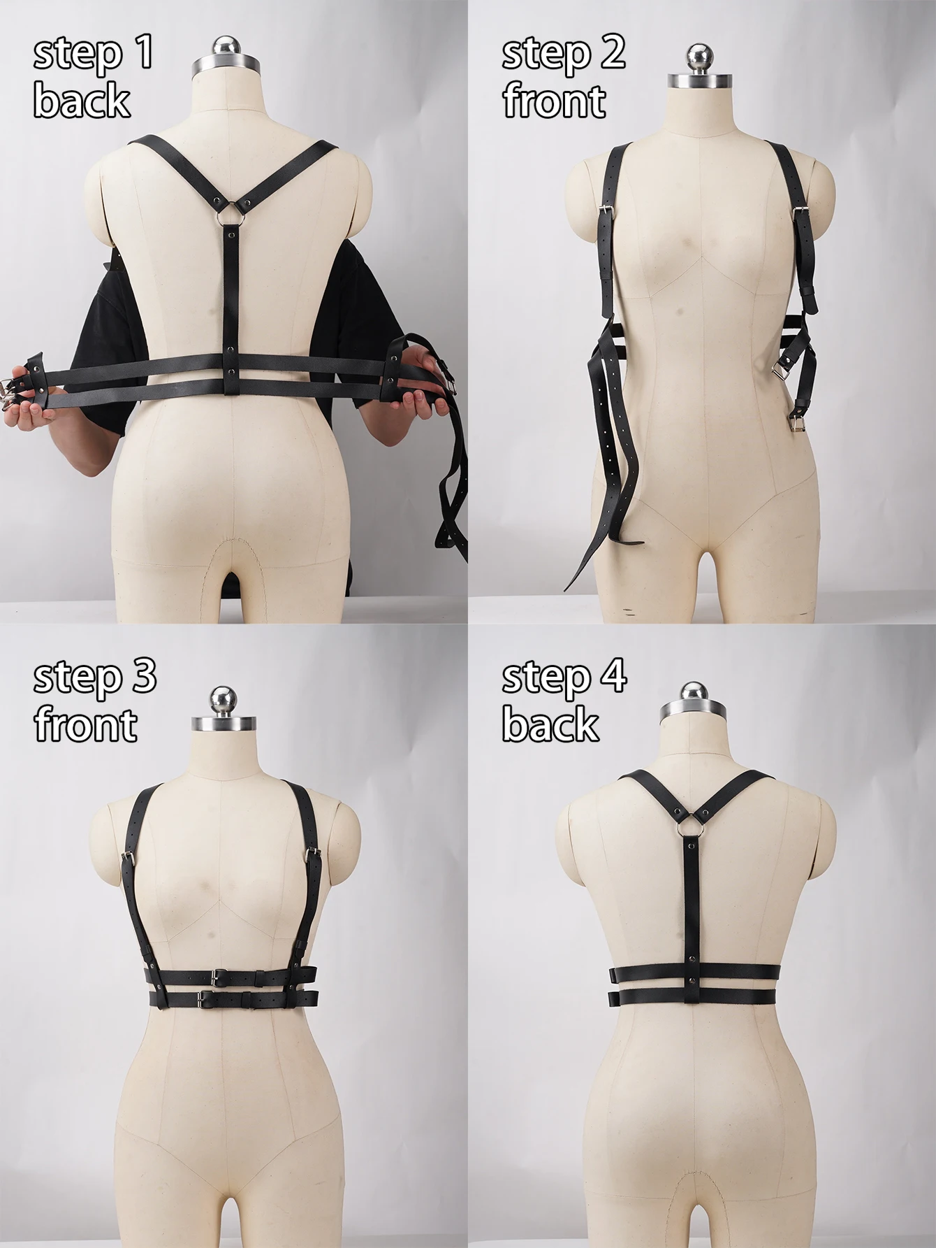 حزام الجسم من الجلد الصناعي قابل للتعديل للنساء، تفاصيل بإبزيم، إكسسوار عصري متعدد الاستخدامات للطبقات فوق القمصان والفساتين،