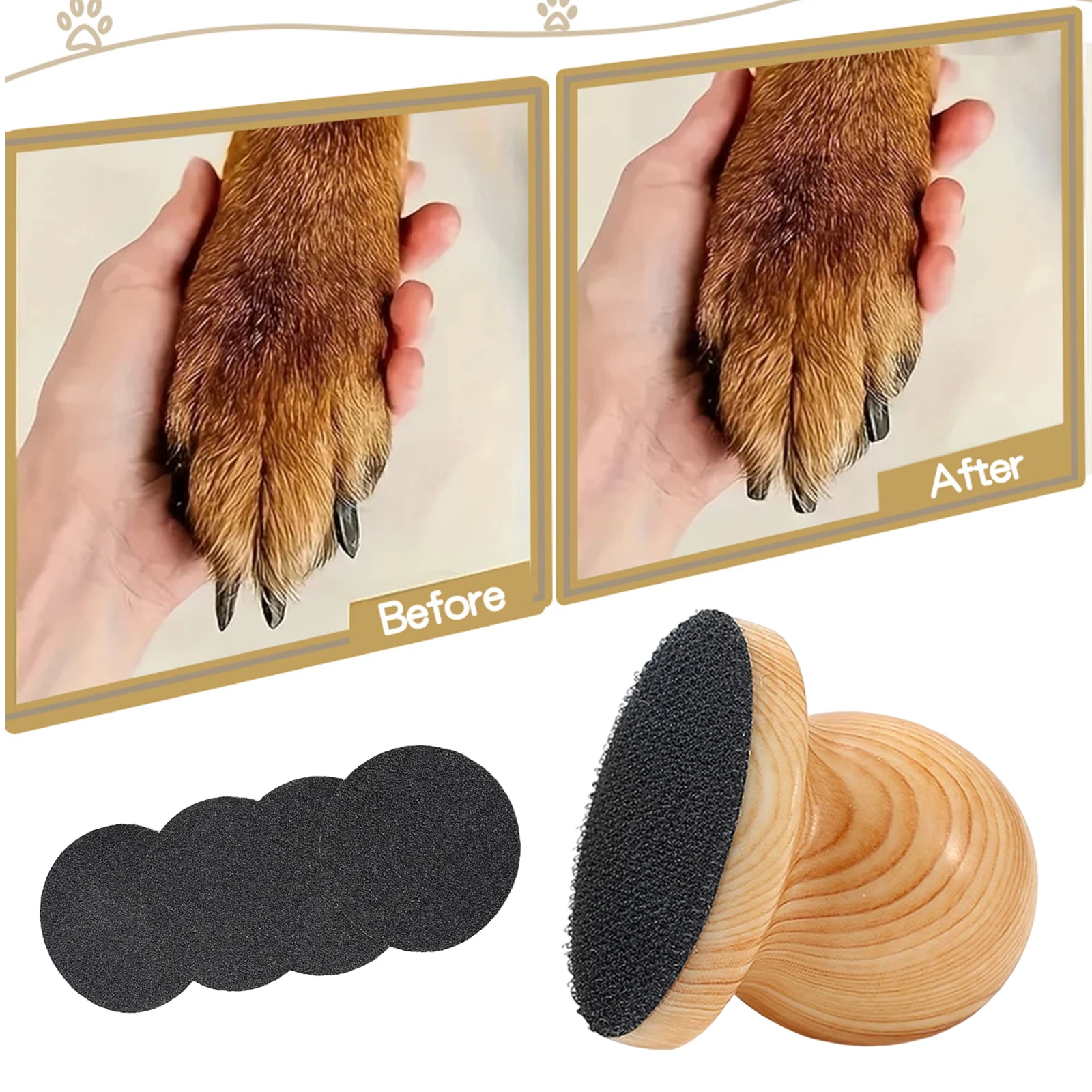 Pet Grinding Paw Tool with 4 Replaceable Filing Disc Gentle Pets Nail Care Tool Reusable Dog & Cat Trimmers Accessories