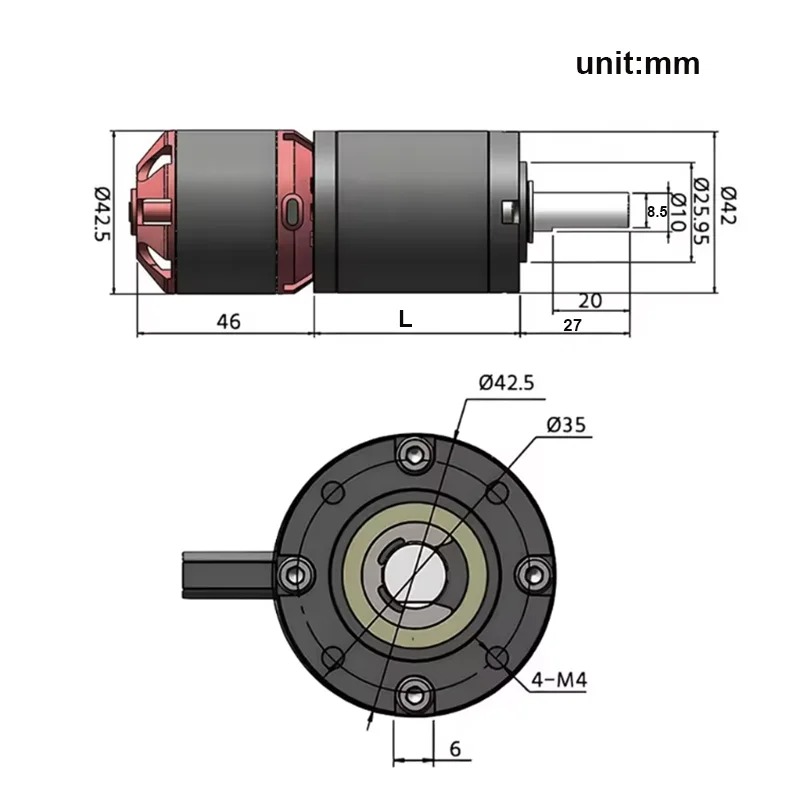 

42mm 4250 Brushless Geared Motor 560kv Reduction Ratio Automatically Cleans Outer Rotor High Power 3.7-100 Bl 7-24v