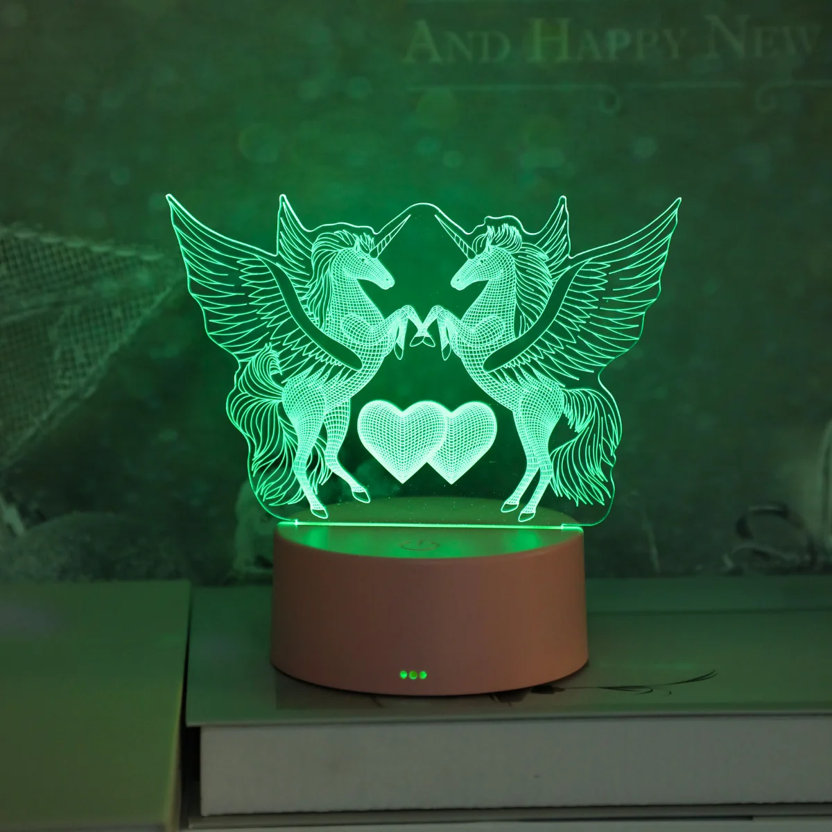 Luz nocturna de Pegasus 3D con degradado de siete colores, alimentada por USB, regalo perfecto para decoración de dormitorio, fiesta y cafetería