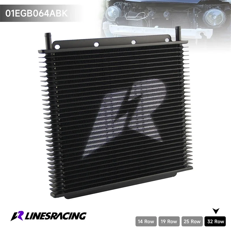 

Aluminum 32 Row Tube & fin Oil Cooler Universal Transmission 11"x10"x0.75" (280x254x19mm) inlet/outlet 9.6mm 3/8" Barb Black