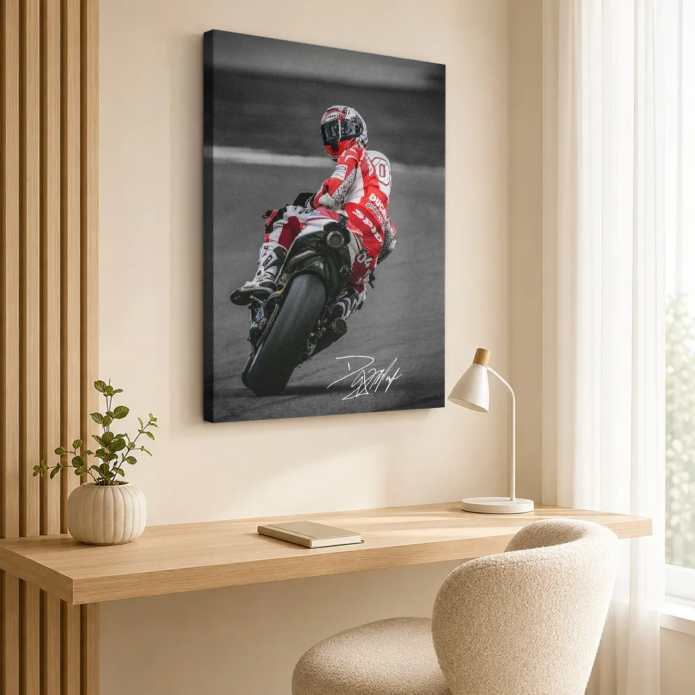 Andrea Dovizioso MotoGP Framed Canvas Poster Bold Style Canvas Wall Art With Customized Photo For Sports Room Ideal Rider Gift