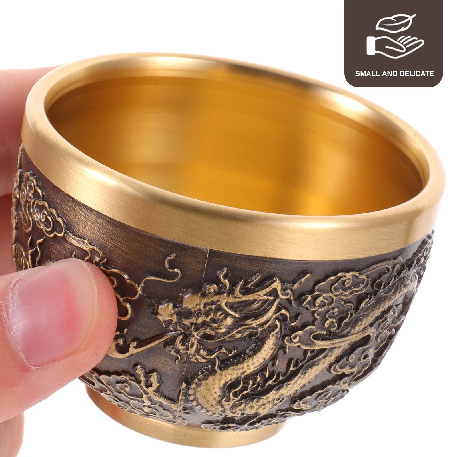 

Chinese Style Vintage Copper Dragon Teacup Retro Embossed Tea Cup Home Office Drinkware Vintage Tea Cup Teacup