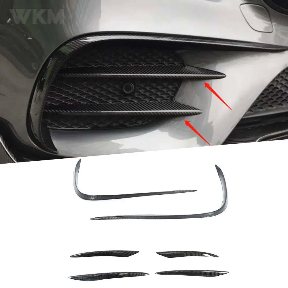 

Decorative strip Carbon Fiber Front FogLamp Air Vent Cover Trim Frame Strips For Mercedes Benz E Class W213 Sport 2017-2019