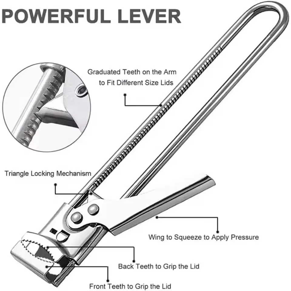 Edelstahl-Öffner, tragbar, manueller Deckelentferner, multifunktionaler Dosenöffner, Utensilien-Gadgets für Gläser, Kanister, Küchenzubehör – Detail 8