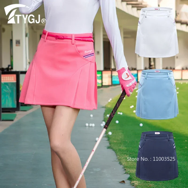 PGM Women Breathable Golf Short Skirt Ladies Slim Pleated Sport Skort with Inner Short Women High-waist Soft Culottes Pantskirts