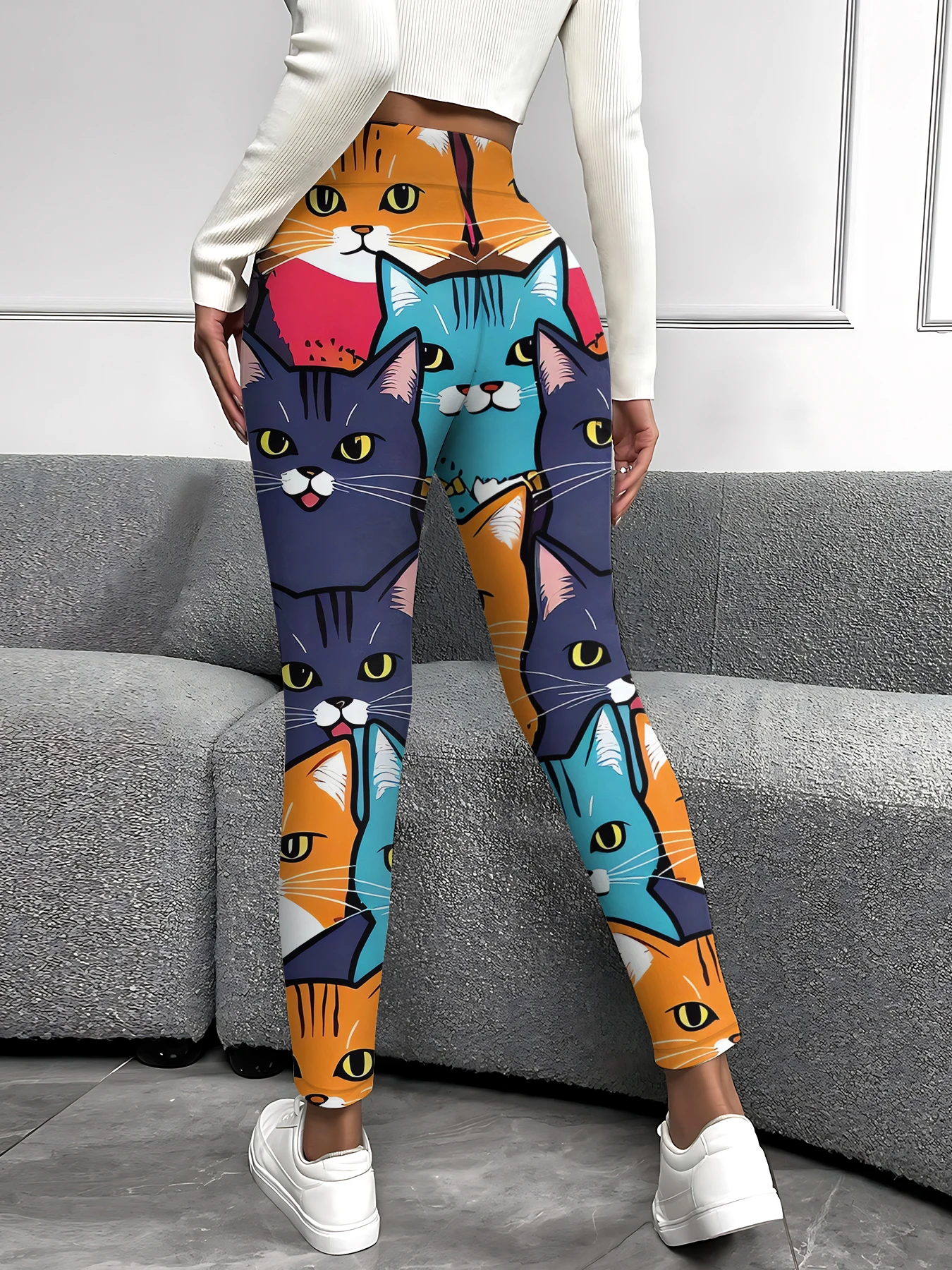 MSIEESO moda damska legginsy zwierzęta koty nadruk 3D damskie spodnie do jogi na co dzień Jogging Fitness odzież sportowa Dropshipping