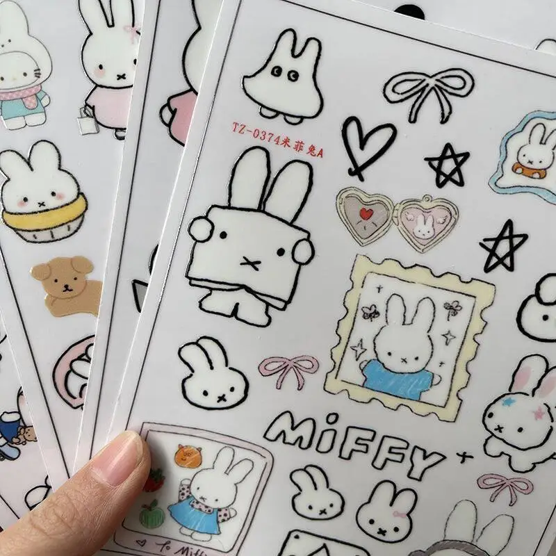 

Cartoon Miffy Rabbit Hollow Out Waterproof 3D Hand Account Decorative Sticker, Water Cup Transfer Printing Label