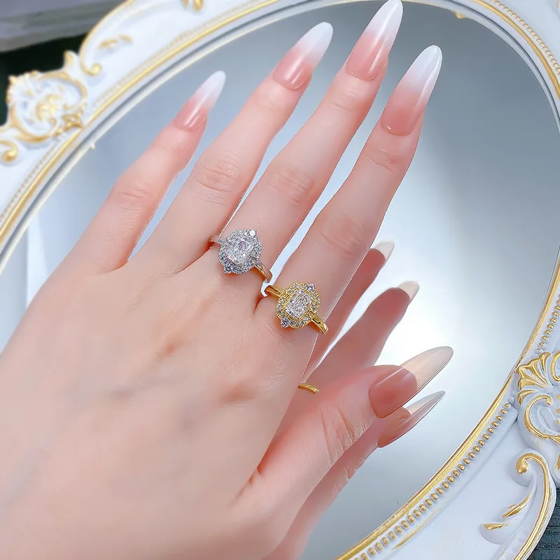 

Luxury 5x7mm High Carbon Diamond Rings for Women - 925 Sterling Silver Wedding Band & Bridal Engagement Ring Party Jewelry Gift