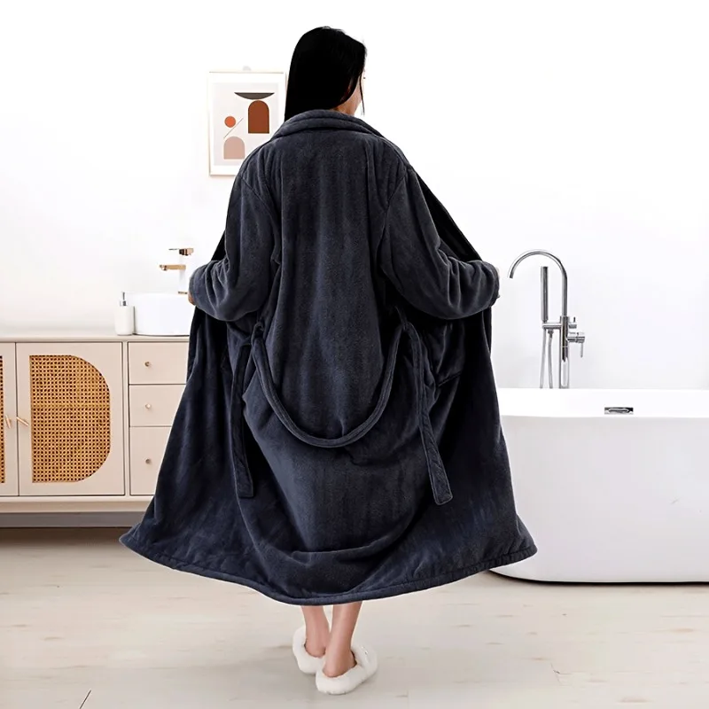 

1pcs Coral Velvet Bathrobe for Women/Men Ultra-Soft Absorbent Home Bathrobe Coral Fleece Bath Towel for Cozy Bathroom Use