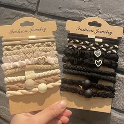 1set di elastici per capelli semplici ad alta elasticità per le donne cravatta per capelli spessa nera fascia per capelli a cuore scrunchie set pack accessori per capelli per ragazze