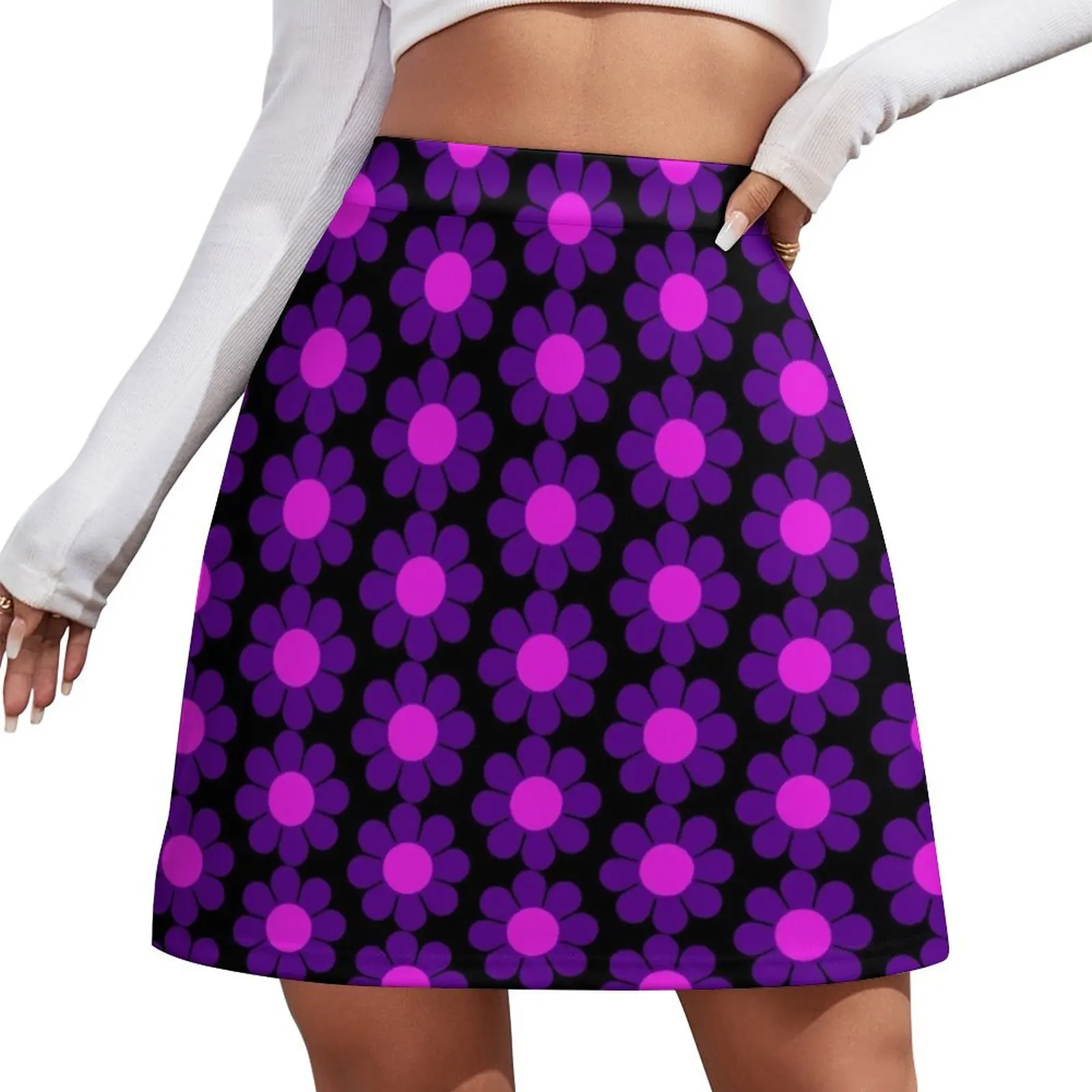 

Purple Pink Hippy Flower Daisy Mini Skirt sexy short mini skirts Short skirts mini denim skirt