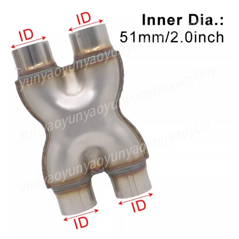 51mm Exhaust Y Pipe H Pipe, 409 Stainless Steel Muffler Connector for Car Truck, Universal Fit