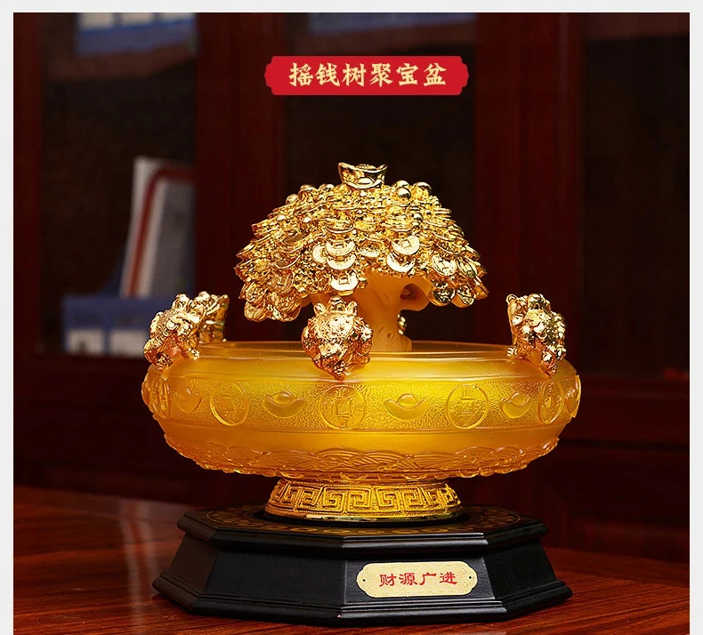 

Shop homepage lobby reception mascot payment good luck gold crystal wealth money tree golden toad sculpture decoration ornaments