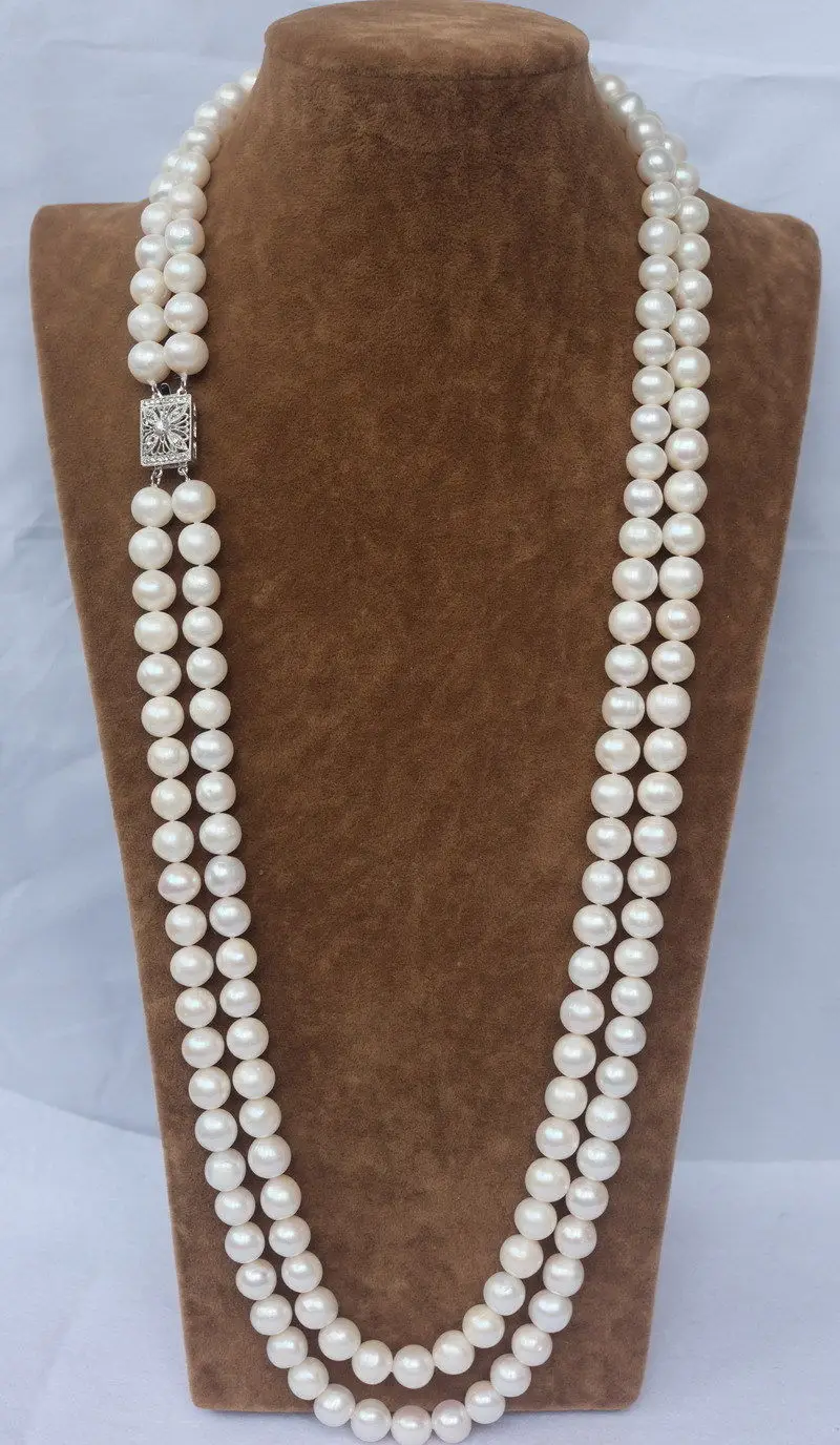 

Top Grading AAA Japanese South sea 9-10mm white Pearl Necklace 22'24" fine jewelryJewelry Making