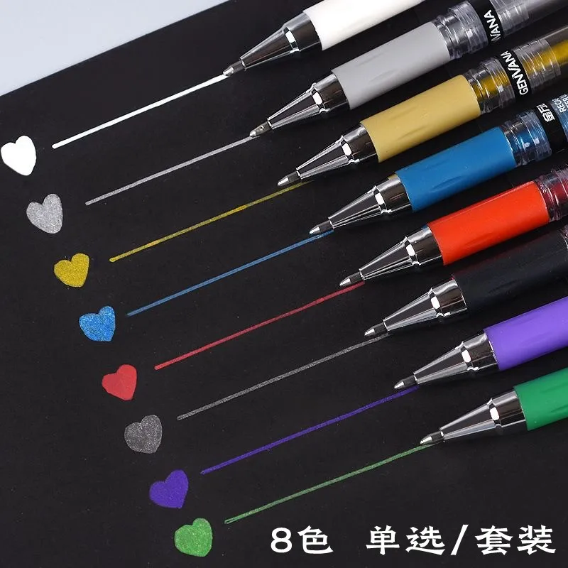 3/8 Colors Capped Gel Ink Highlighting Pen, Bold Point 1.0mm,Gold Siver Journaling, Smooth Cute Writing Pens Office Accessories