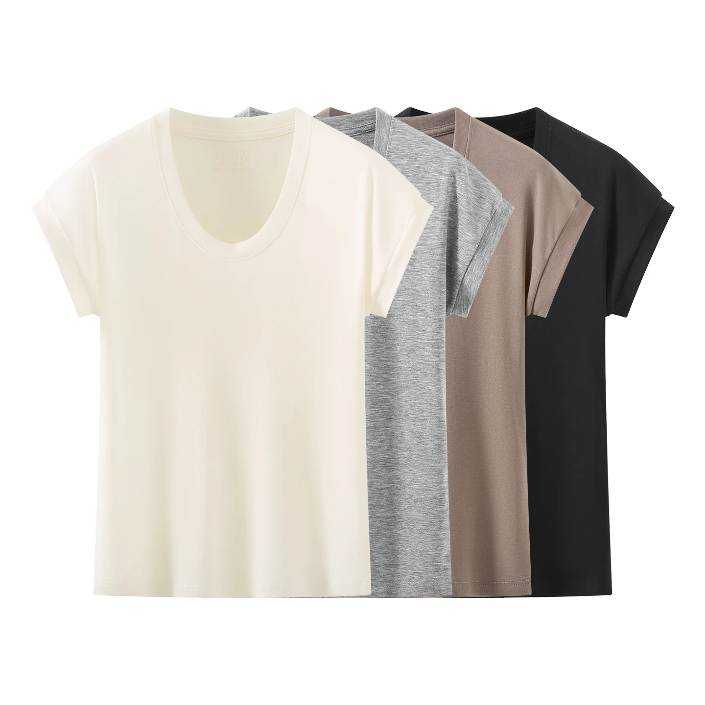 

mat U-Ne T-irt Spring Summer 2026 Faion round Ne Color Slimming ort Sve Women's Casual Top